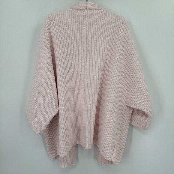 Softies 28" Rib Chenille Kimono Cardigan Sweater sz S/M Blush Pink Open Front - Picture 6 of 6